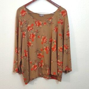 USED J. JILL TOP PIT TO PIT IS 23in BROWN AND FLORAL